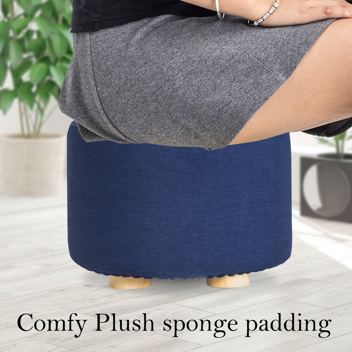 la-bella-2-set-dark-blue-fabric-ottoman-round-wooden-leg-foot-stool at www.mallsonline.com.au