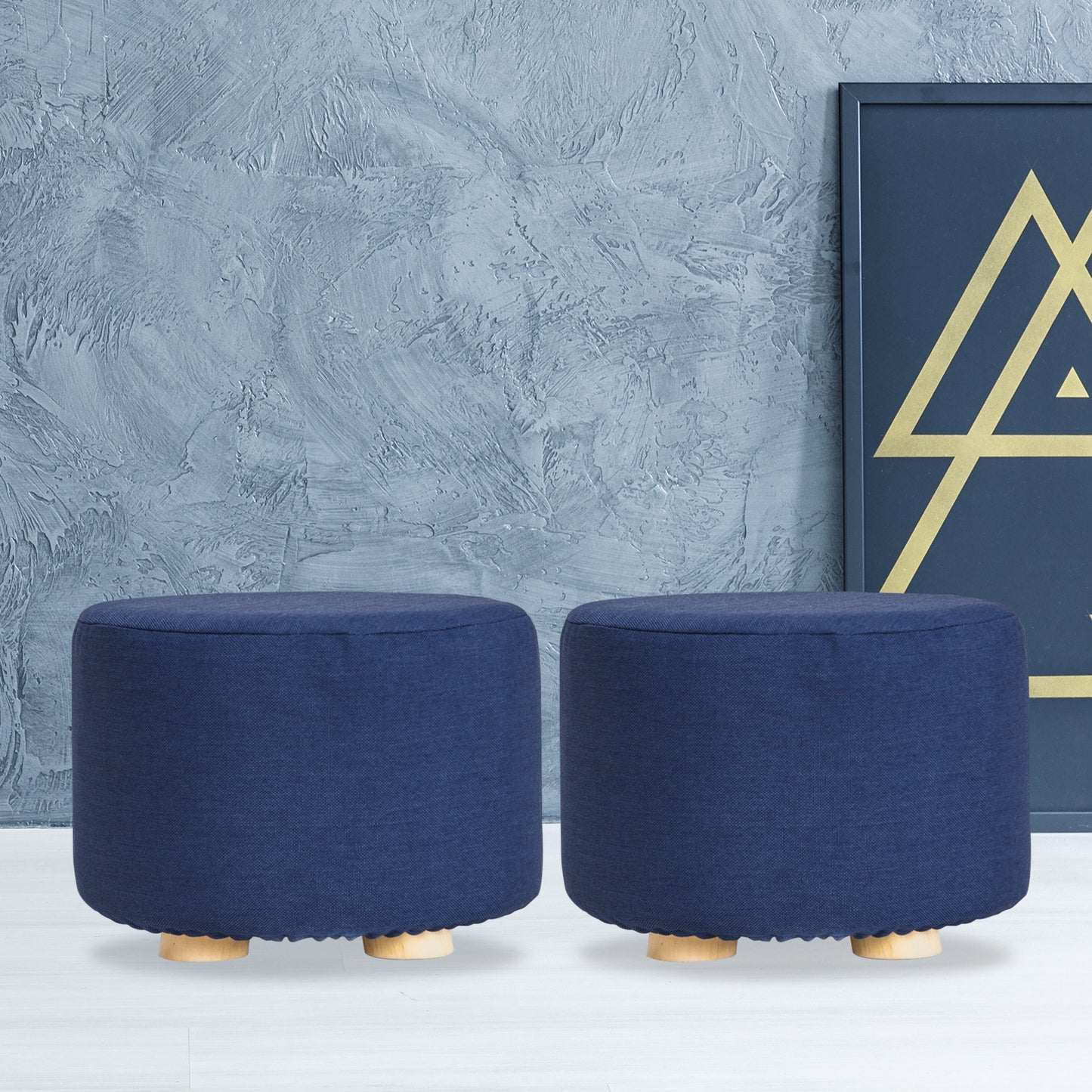 la-bella-2-set-dark-blue-fabric-ottoman-round-wooden-leg-foot-stool at www.mallsonline.com.au
