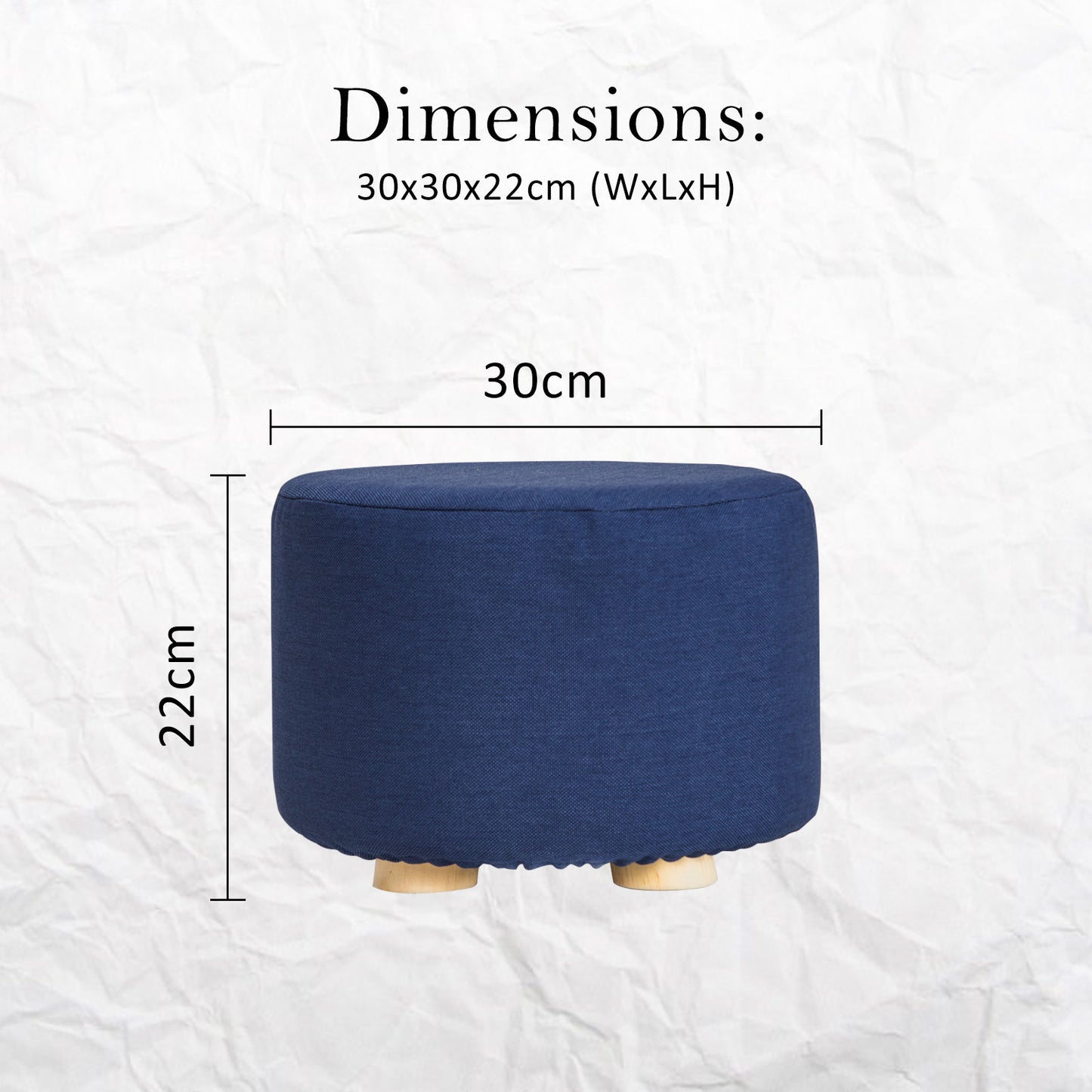 la-bella-2-set-dark-blue-fabric-ottoman-round-wooden-leg-foot-stool at www.mallsonline.com.au