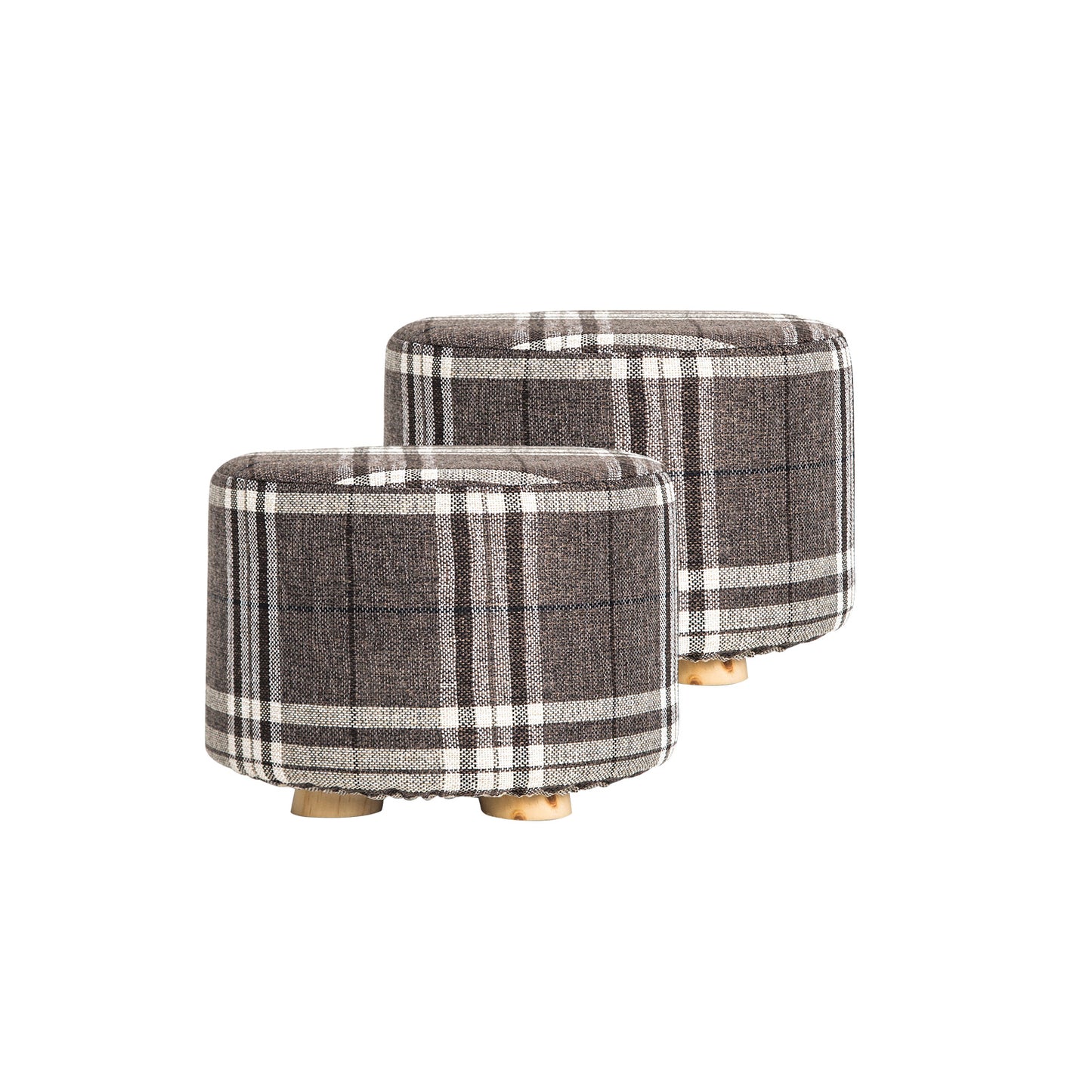la-bella-2-set-lattice-fabric-ottoman-round-wooden-leg-foot-stool at www.mallsonline.com.au