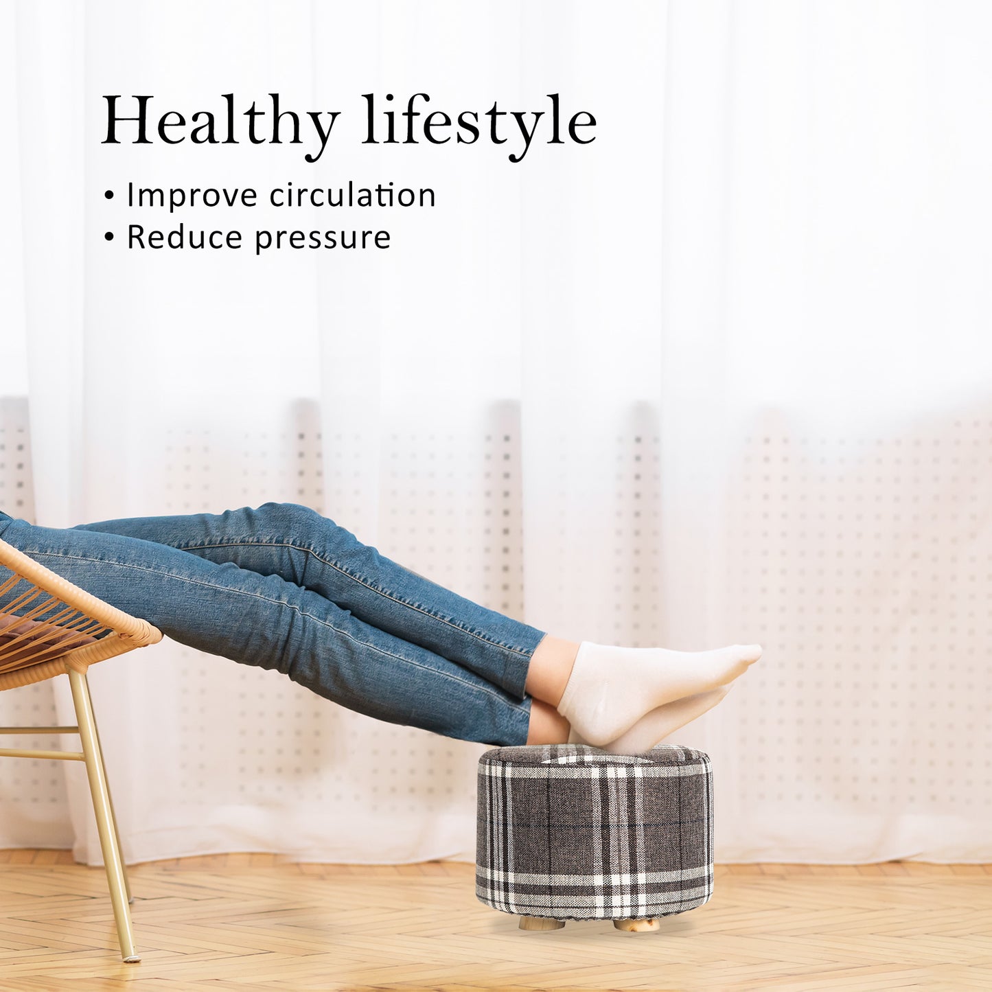 la-bella-2-set-lattice-fabric-ottoman-round-wooden-leg-foot-stool at www.mallsonline.com.au
