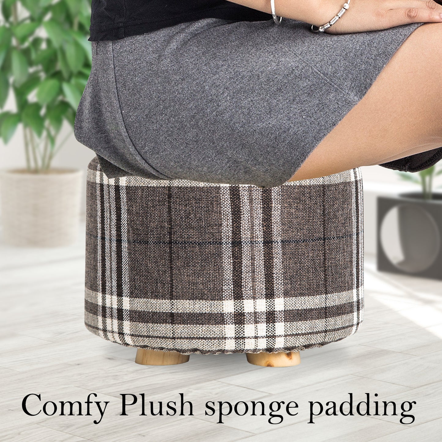la-bella-2-set-lattice-fabric-ottoman-round-wooden-leg-foot-stool at www.mallsonline.com.au