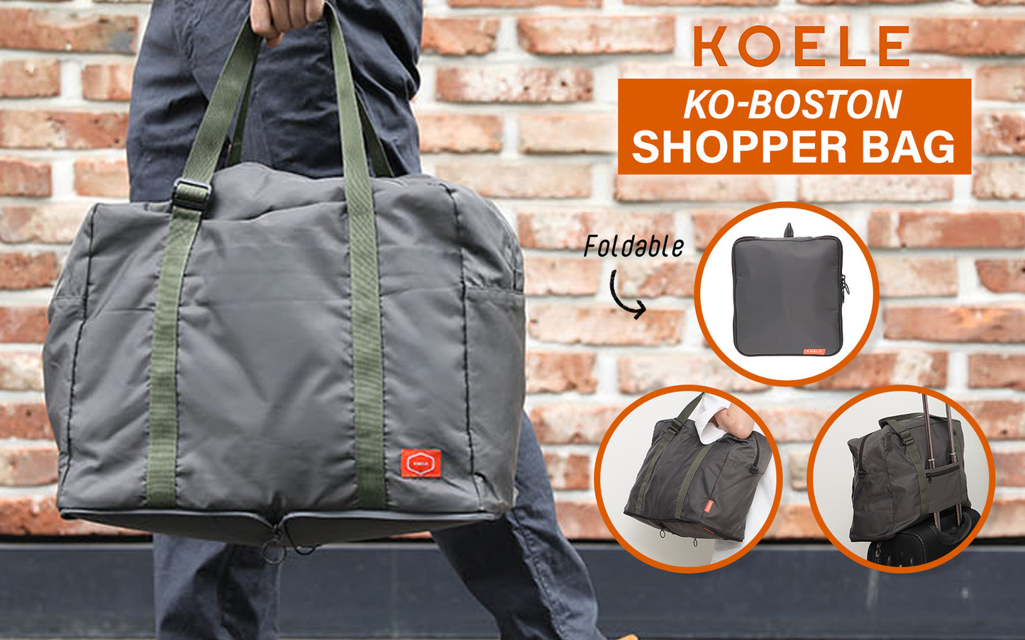 koele-khaki-shopper-bag-travel-duffle-bag-foldable-laptop-luggage-ko-boston at www.mallsonline.com.au