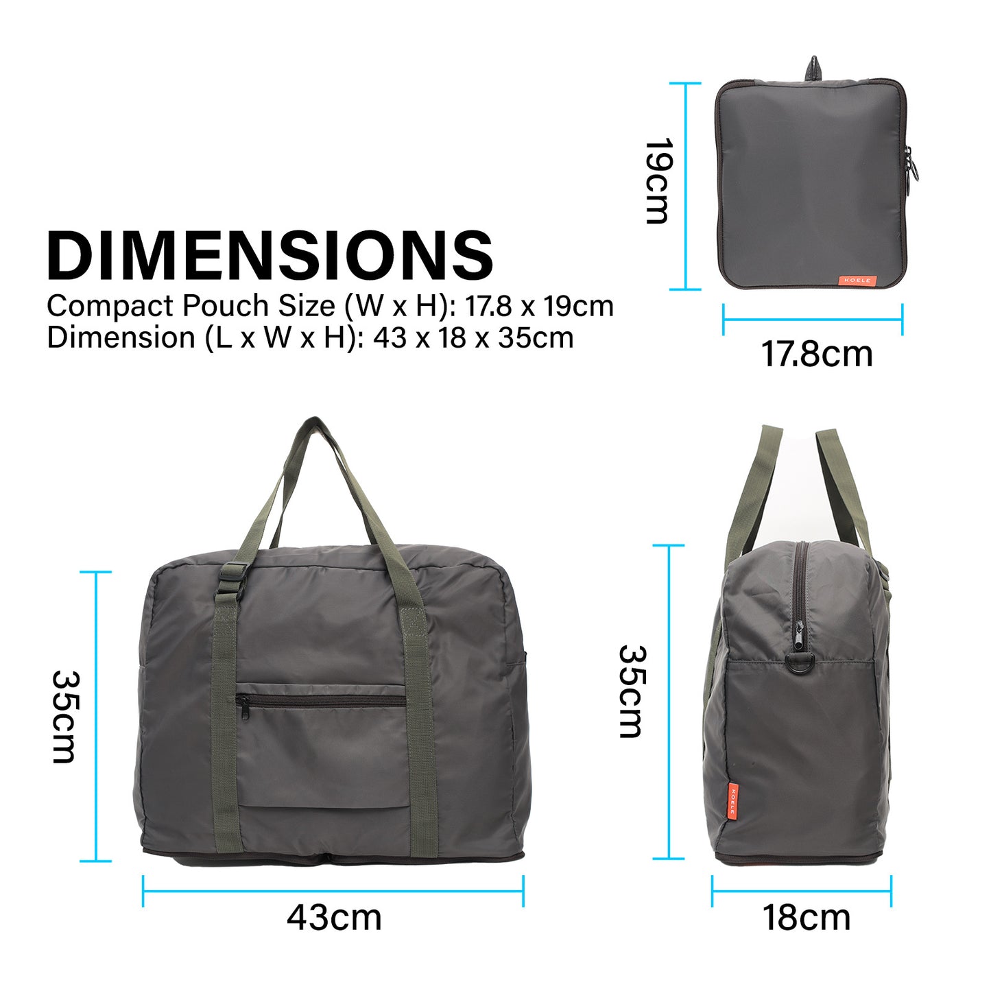 koele-khaki-shopper-bag-travel-duffle-bag-foldable-laptop-luggage-ko-boston at www.mallsonline.com.au