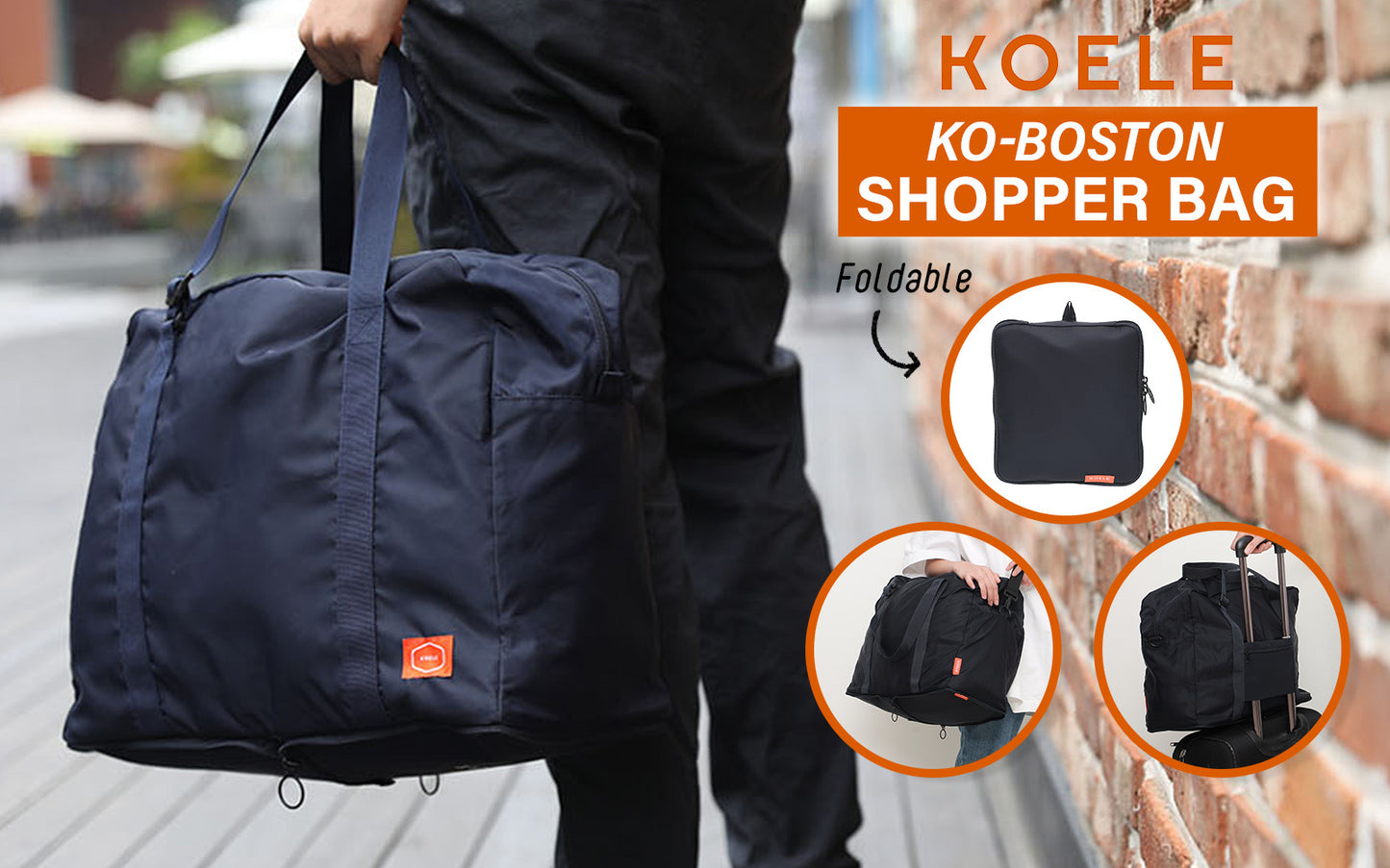koele-navy-shopper-bag-travel-duffle-bag-foldable-laptop-luggage-ko-boston at www.mallsonline.com.au