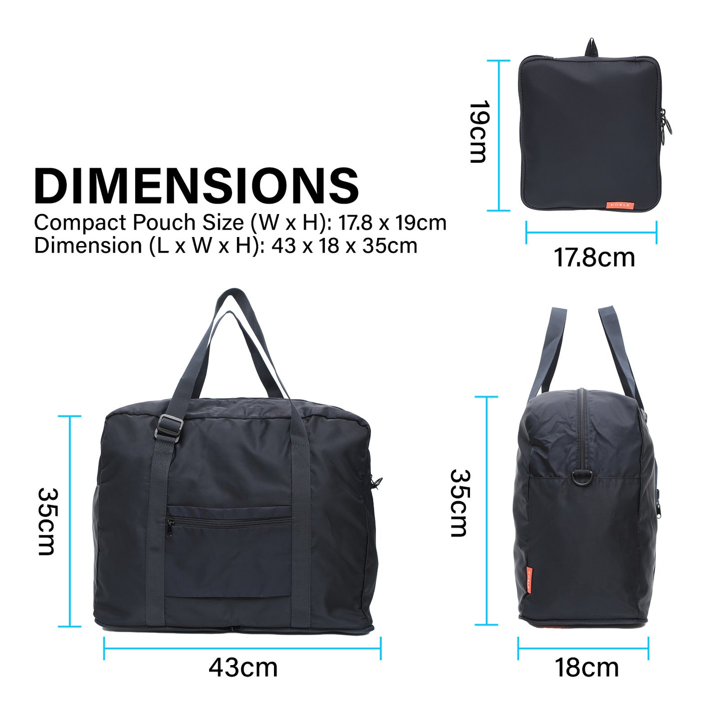 koele-navy-shopper-bag-travel-duffle-bag-foldable-laptop-luggage-ko-boston at www.mallsonline.com.au