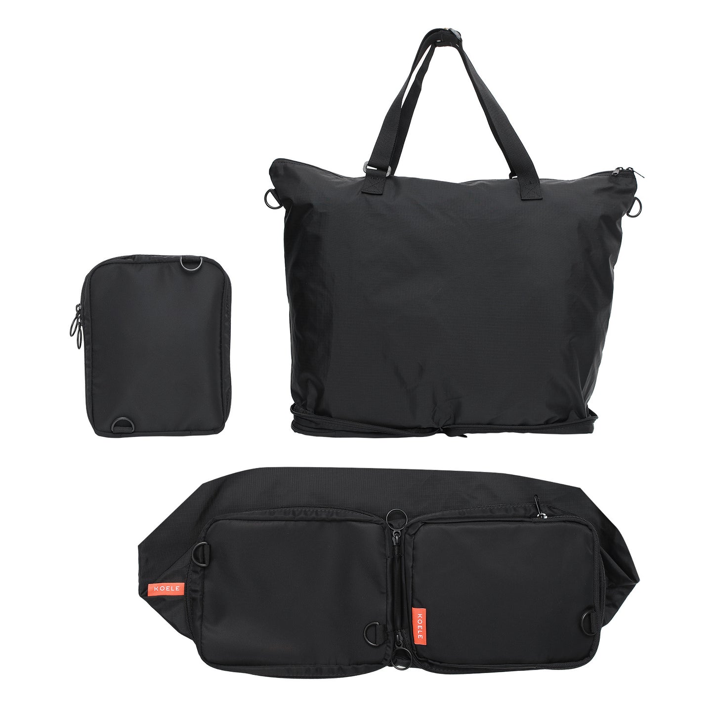 koele-black-shopper-bag-tote-bag-foldable-travel-laptop-grocery-ko-dual at www.mallsonline.com.au