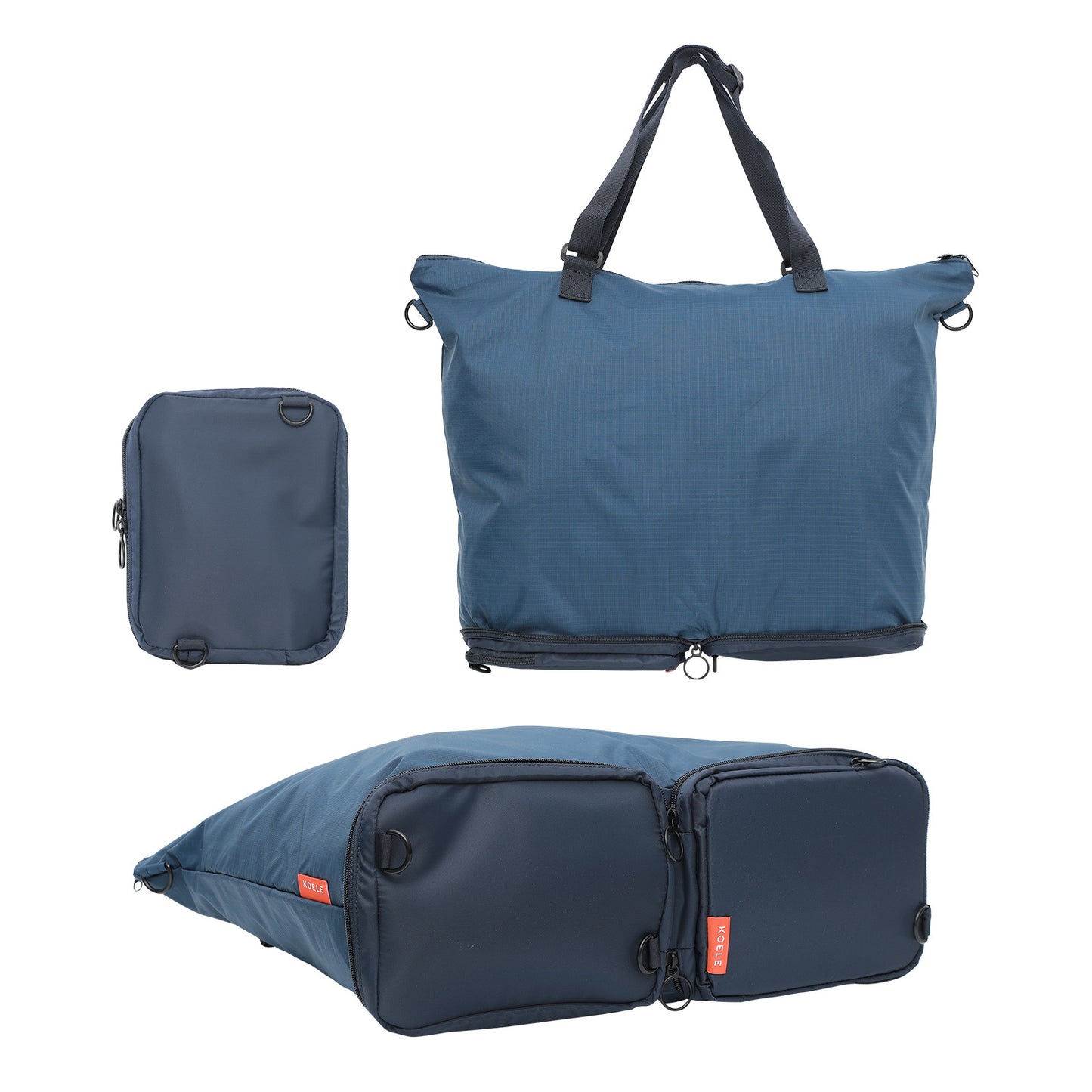 koele-navy-shopper-bag-tote-bag-foldable-travel-laptop-grocery-ko-dual at www.mallsonline.com.au