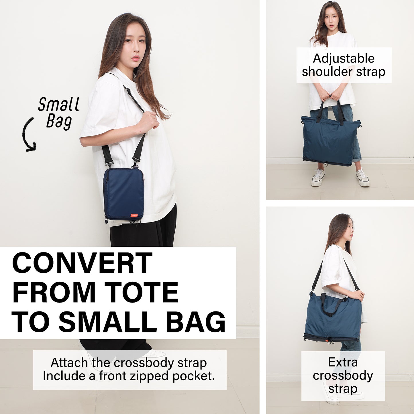 koele-navy-shopper-bag-tote-bag-foldable-travel-laptop-grocery-ko-dual at www.mallsonline.com.au