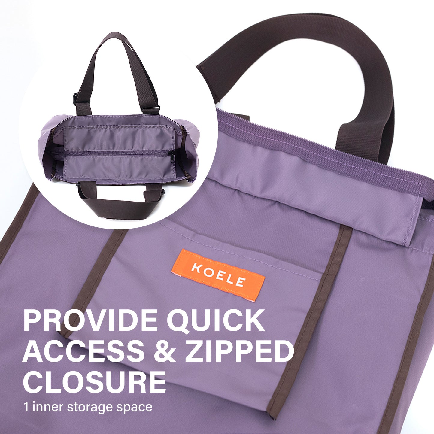 koele-purple-shopper-bag-tote-bag-foldable-travel-laptop-grocery-ko-shoulder at www.mallsonline.com.au