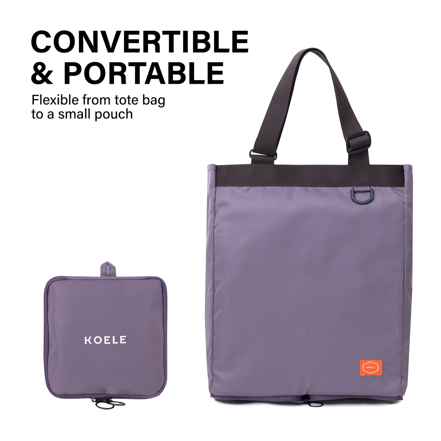 koele-purple-shopper-bag-tote-bag-foldable-travel-laptop-grocery-ko-shoulder at www.mallsonline.com.au