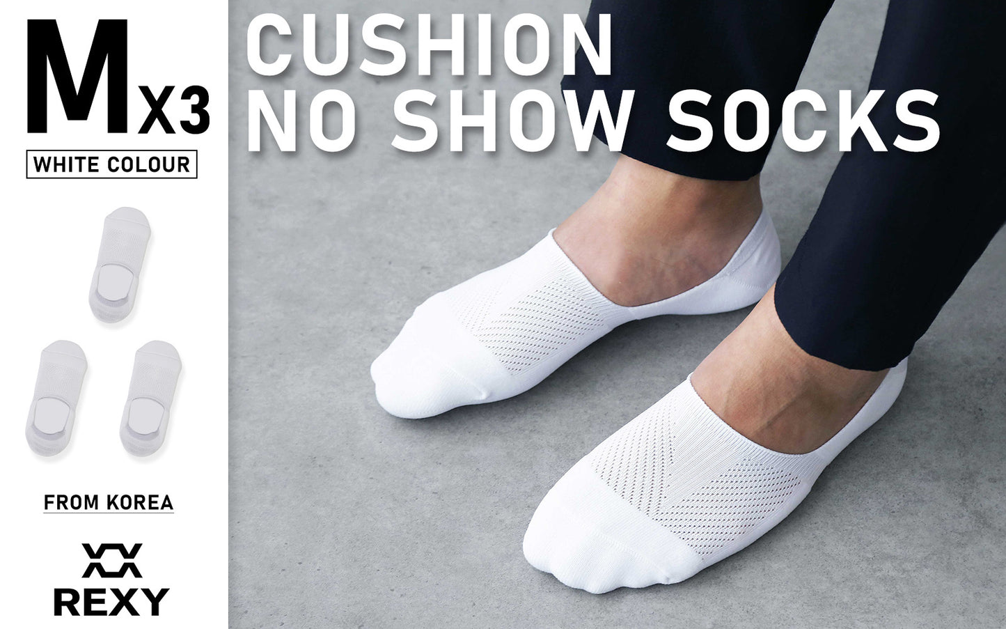 rexy-3-pack-medium-white-cushion-no-show-ankle-socks-non-slip-breathable at www.mallsonline.com.au