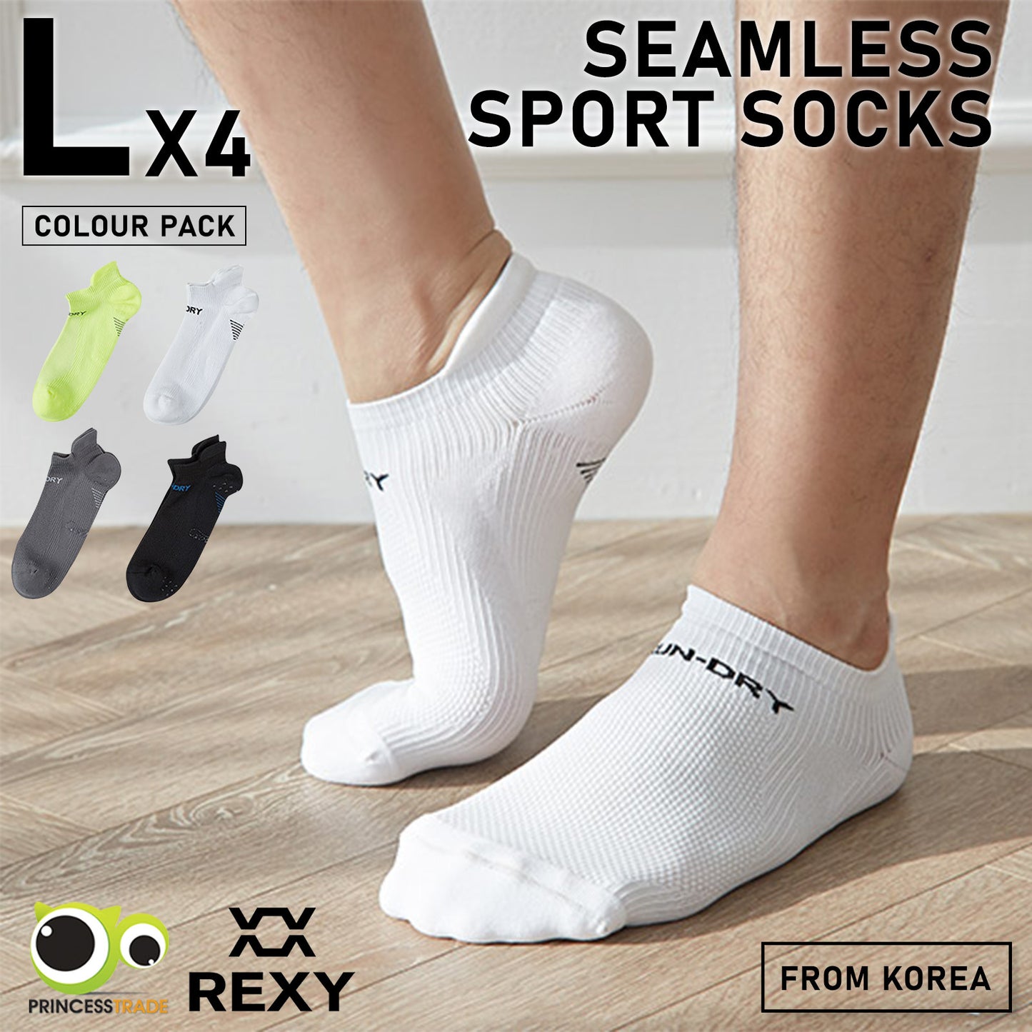 rexy-4-pack-large-multi-colour-seamless-sport-sneakers-socks-non-slip-heel-tab at www.mallsonline.com.au