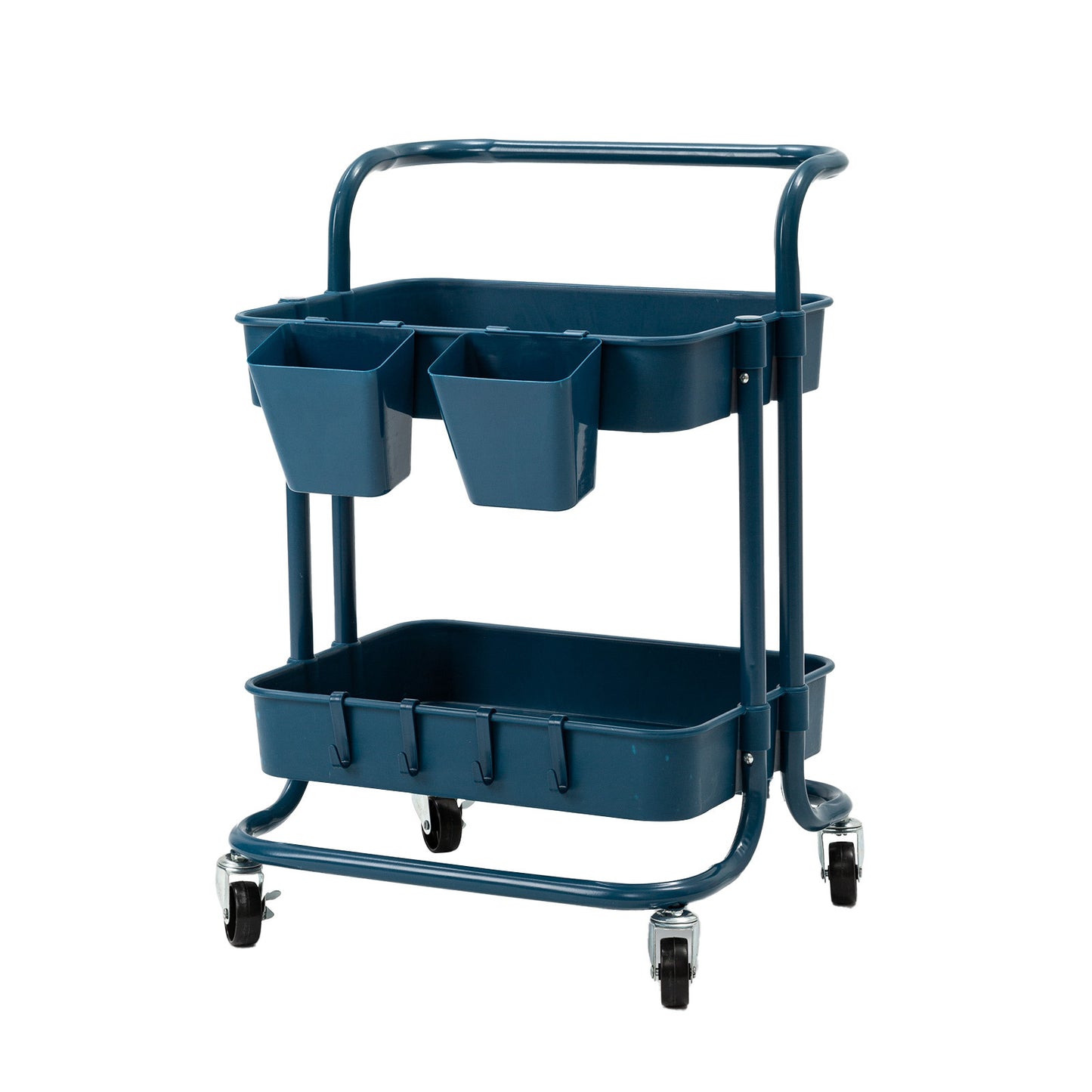 kandoka-2-tier-blue-trolley-cart-storage-utility-rack-organiser-swivel-kitchen www.mallsonline.com.au