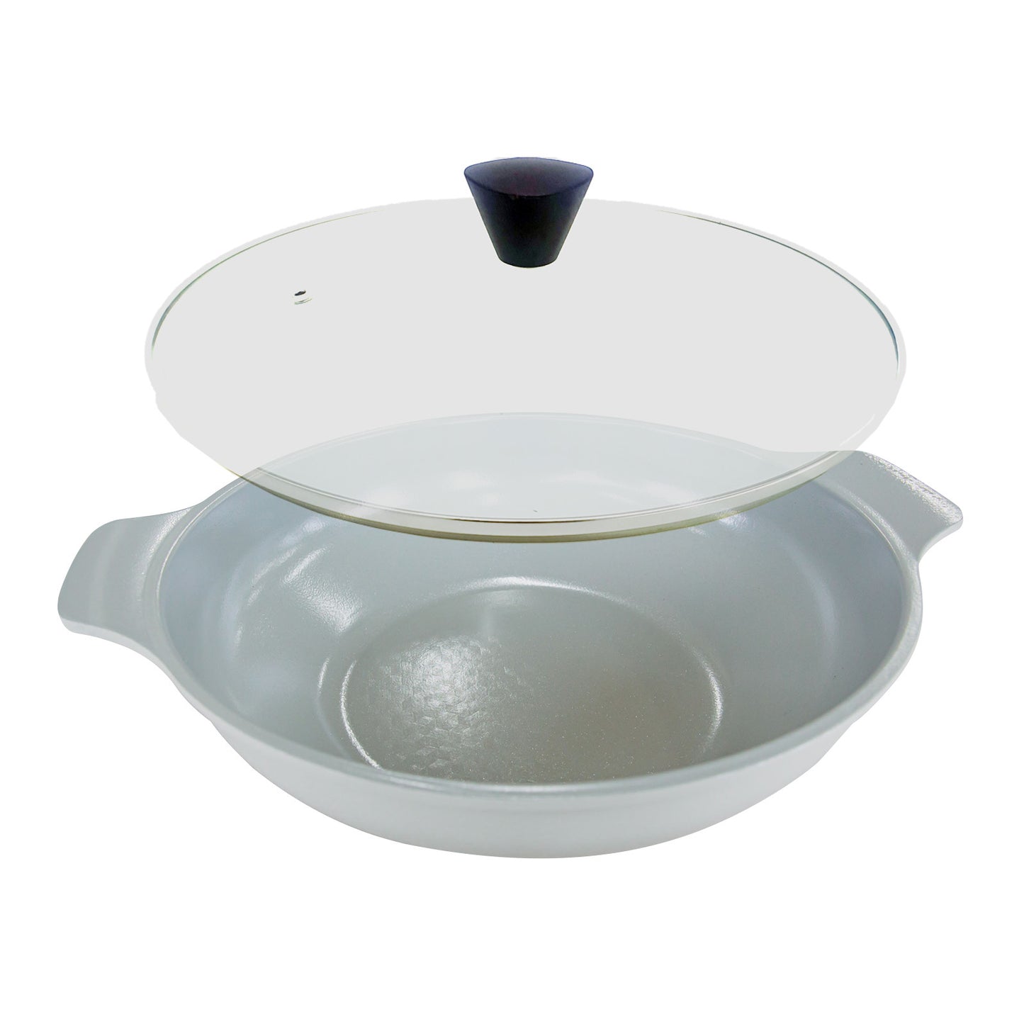 koman-28cm-grey-shinewon-vinch-ih-two-hands-wok-non-stick-induction-titanium-ceramic-glass-lid www.mallsonline.com.au