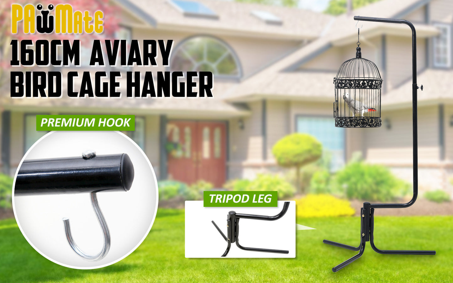 paw-mate-bird-cage-hanger-stand-parrot-aviary-solo-160cm www.mallsonline.com.au