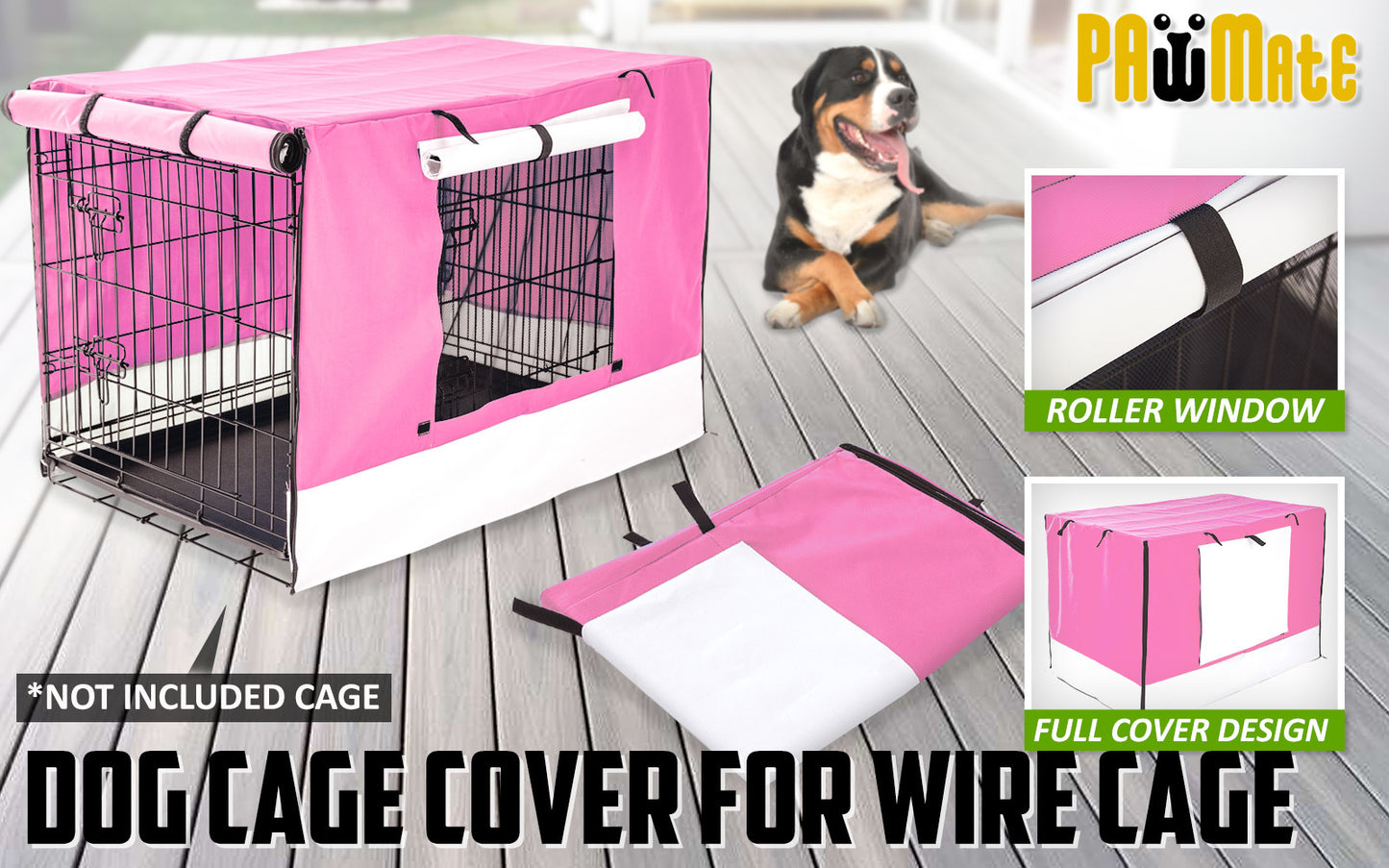 paw-mate-pink-cage-cover-enclosure-for-wire-dog-cage-crate-42in www.mallsonline.com.au