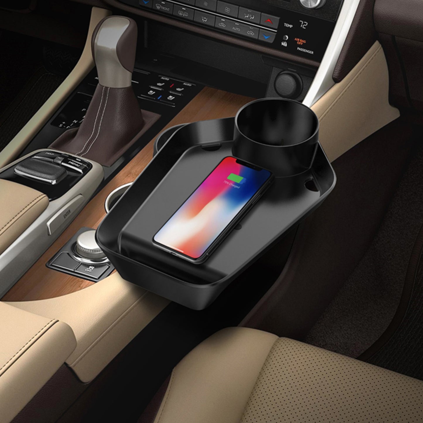 kustom-10w-car-cup-holder-extension-fast-wireless-charger-tray at www.mallsonline.com.au