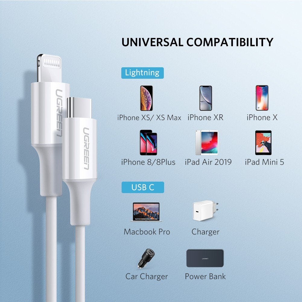 ugreen-10493-type-c-to-mfi-iphone-m-m-cable-rubber-shell-1m-white at www.mallsonline.com.au