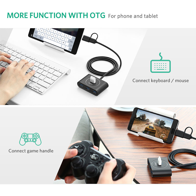 ugreen-usb-3-0-hub-with-type-c-port-black-1m-40850 at www.mallsonline.com.au