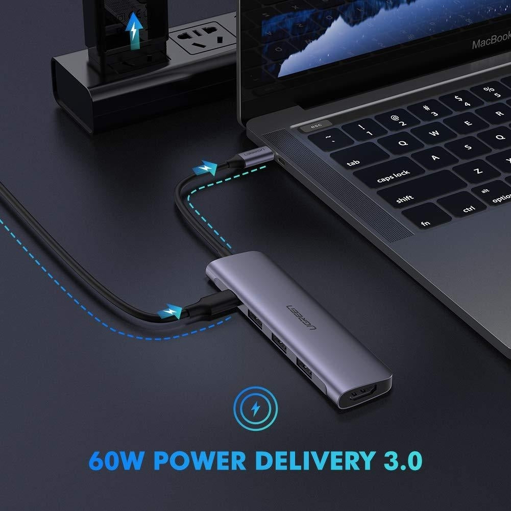 ugreen-typec-5-in-1-adaptor-hdmi-usb-3-0-3-typec-pd-power-converter-50209 at www.mallsonline.com.au