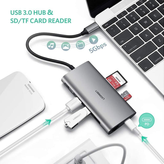 ugreen-type-c-8-in-1-multifultion-adaptor-vga-rj45-usb3-0-x-3-sd-tf-typec-pd-protocal-50539 at www.mallsonline.com.au