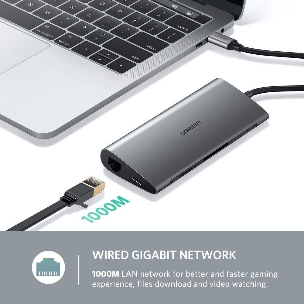 ugreen-type-c-8-in-1-multifultion-adaptor-vga-rj45-usb3-0-x-3-sd-tf-typec-pd-protocal-50539 at www.mallsonline.com.au