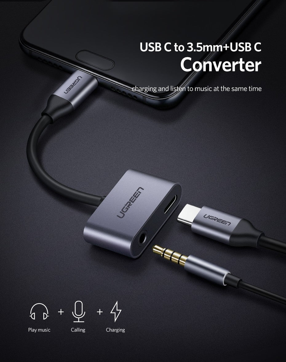 ugreen-typec-to-3-5mm-audio-typec-female-adapter-aluminium-50596 at www.mallsonline.com.au