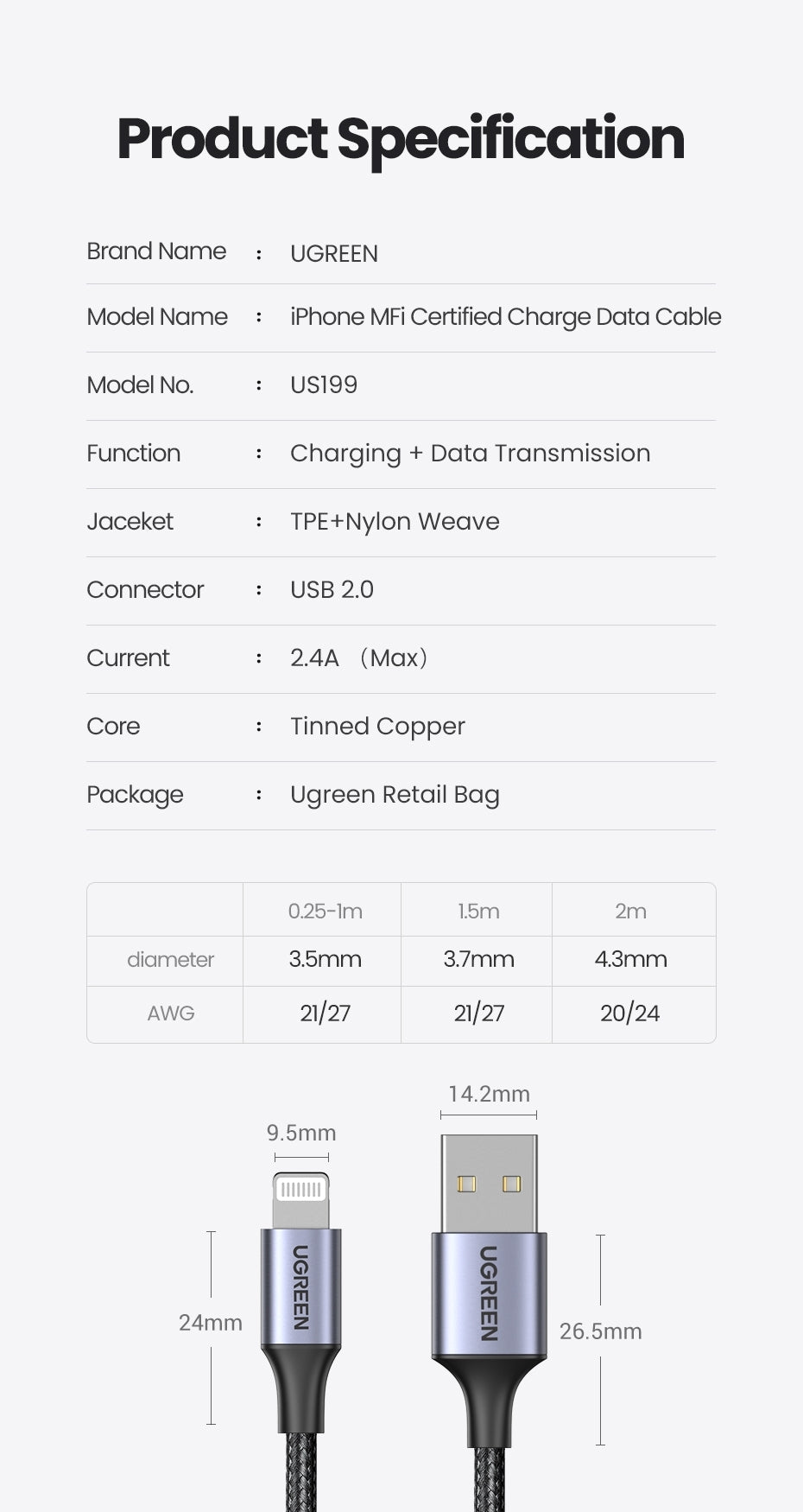 ugreen-60163-usb-a-to-8-pin-iphone-charging-cable-2m-silver at www.mallsonline.com.au