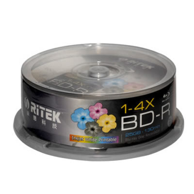 ritek-blu-ray-bd-r-2x-25gb-130min-white-top-printable-25pcs at www.mallsonline.com.au