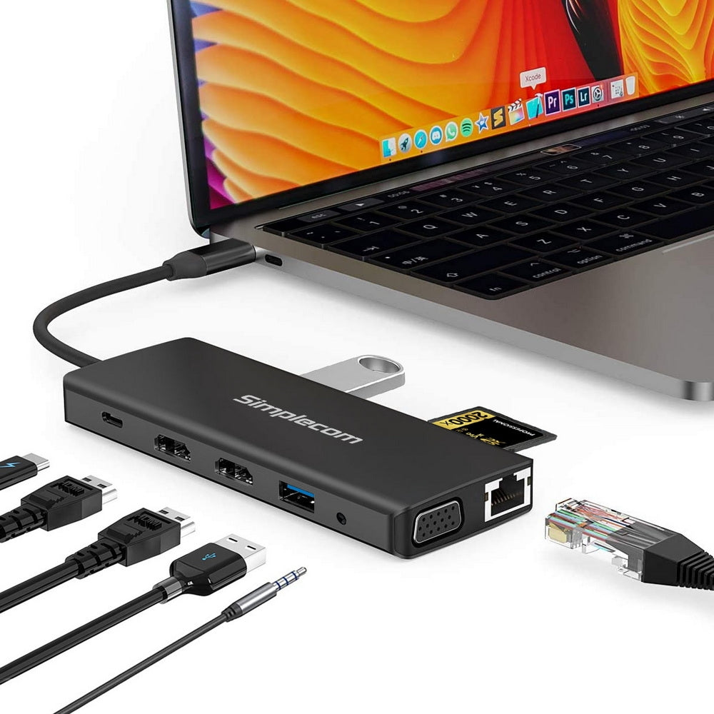 simplecom-chn612-usb-c-12-in-1-multiport-docking-station-dual-hdmi-vga-triple-display-gigabit-lan at www.mallsonline.com.au