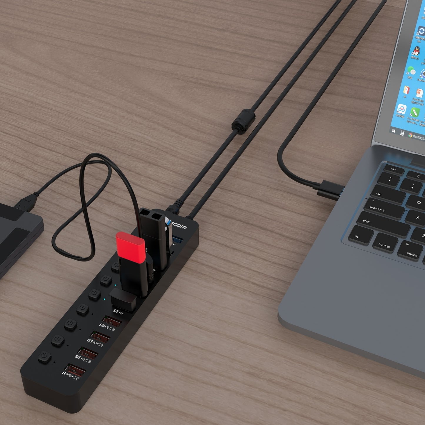 simplecom-chu810-48w-10-port-usb-3-0-hub-and-charger-with-individual-switches-12v-4a-power-adapter-bc1-2-fast-charging at www.mallsonline.com.au