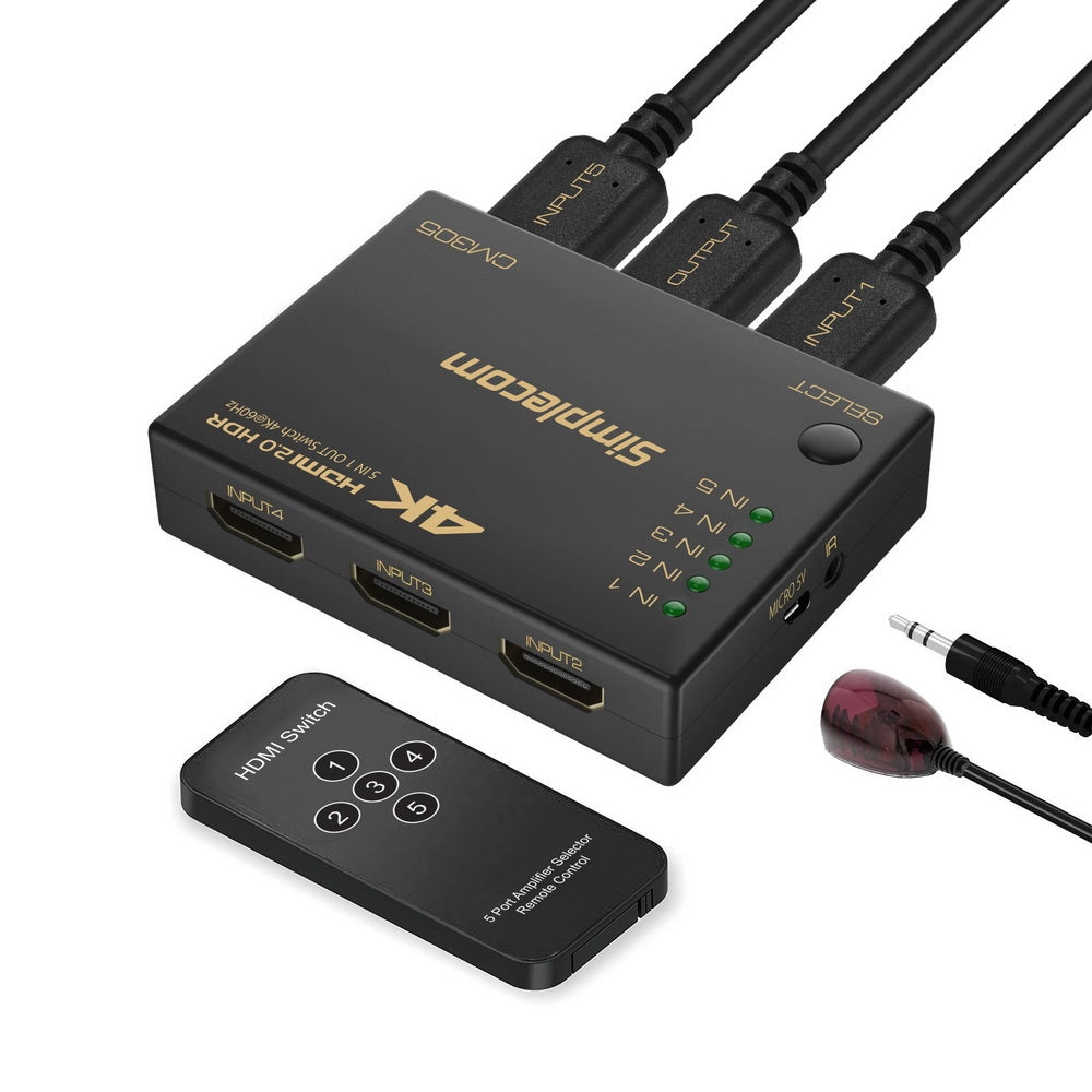 simplecom-cm305-ultra-hd-5-way-hdmi-switch-5-in-1-out-splitter-4k-60hz at www.mallsonline.com.au