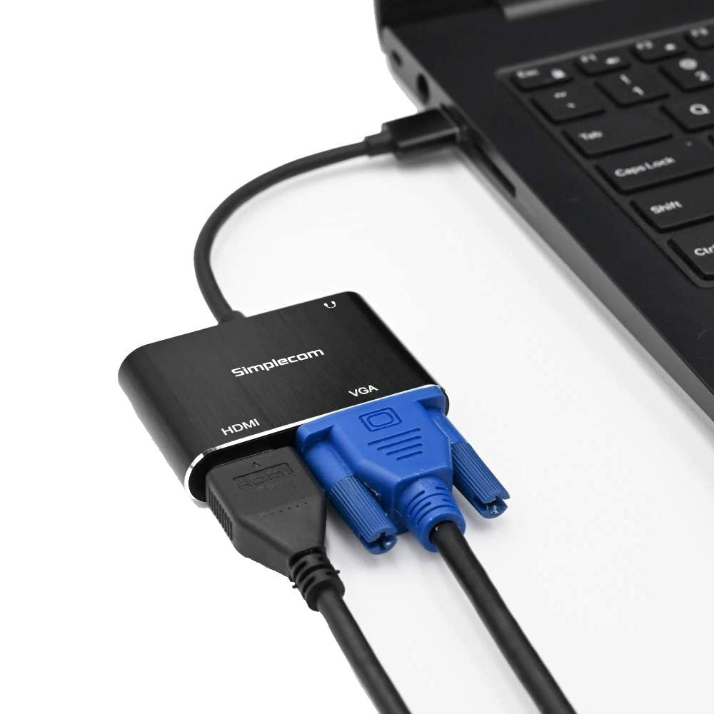 simplecom-da316a-usb-to-hdmi-vga-video-card-adapter-with-3-5mm-audio at www.mallsonline.com.au
