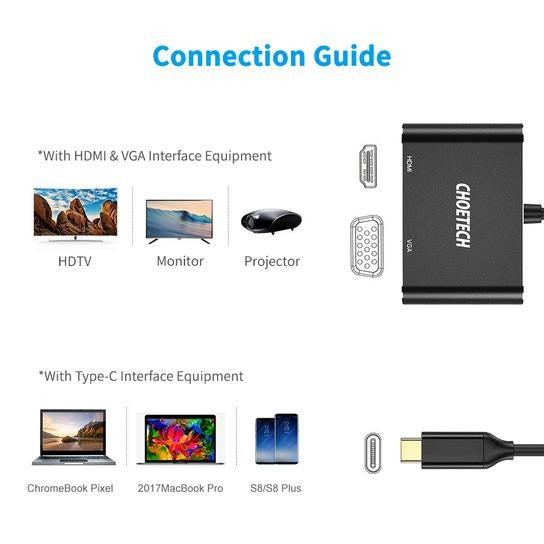 choetech-hub-m17-usb-c-to-hdmi-vga-adapter at www.mallsonline.com.au