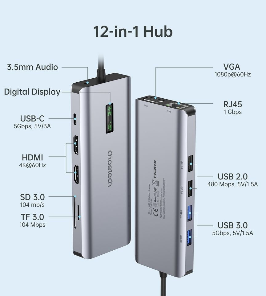 choetech-hub-m26-12-in-1-usb-c-multiport-adapter at www.mallsonline.com.au