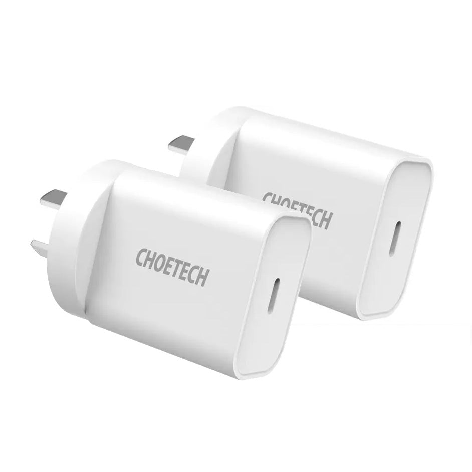 choetech-mix00109-usb-c-pd-20w-ac-charger-adapter-2-pack-white at www.mallsonline.com.au