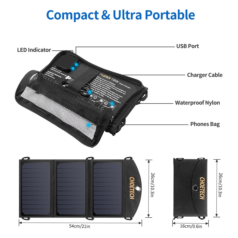 choetech-sc001-19w-portable-solar-panel-charger-sunpower-panels-dual-usb-charger-for-camping-rv-outdoors at www.mallsonline.com.au
