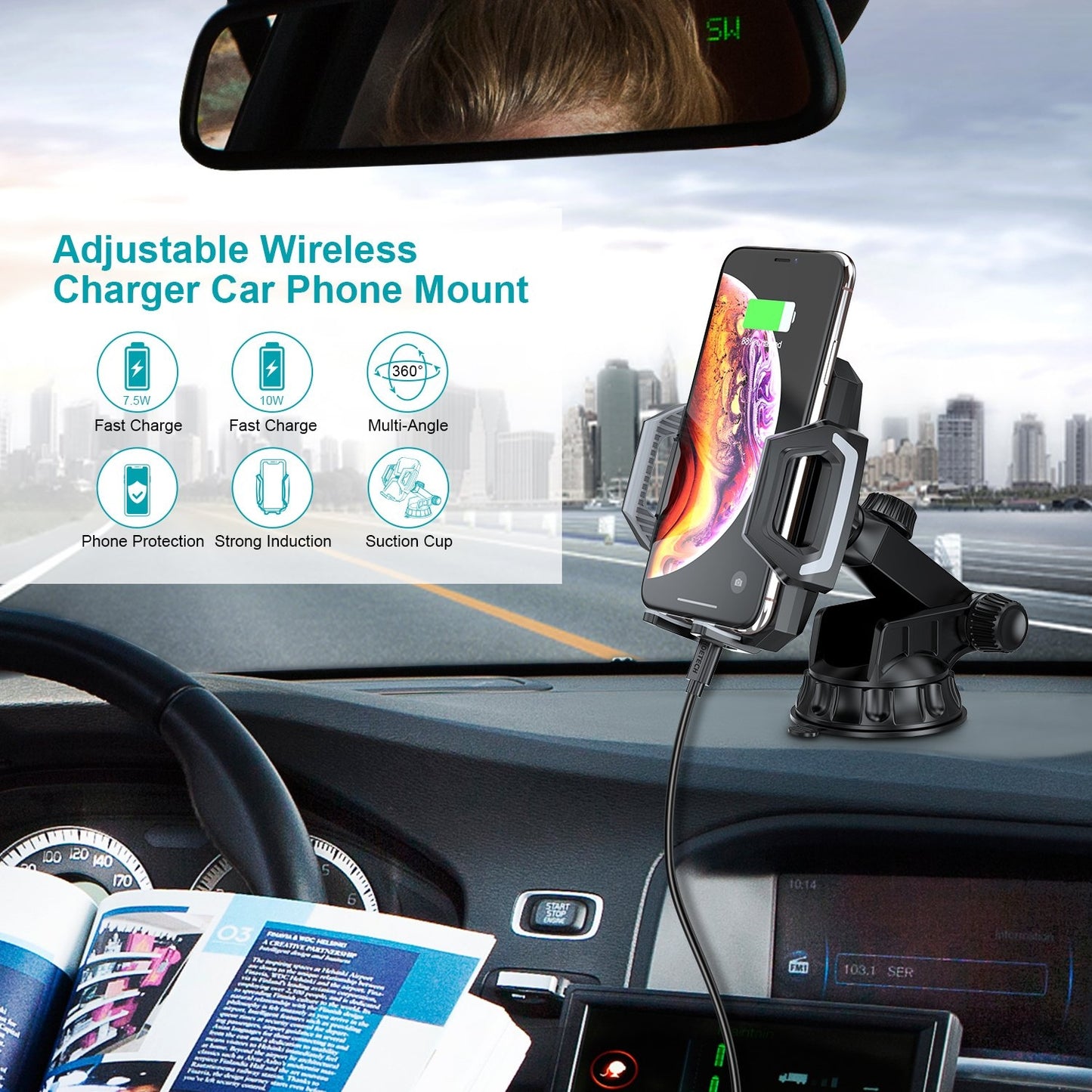 choetech-t521-s-fast-qi-wireless-car-charging-dock at www.mallsonline.com.au