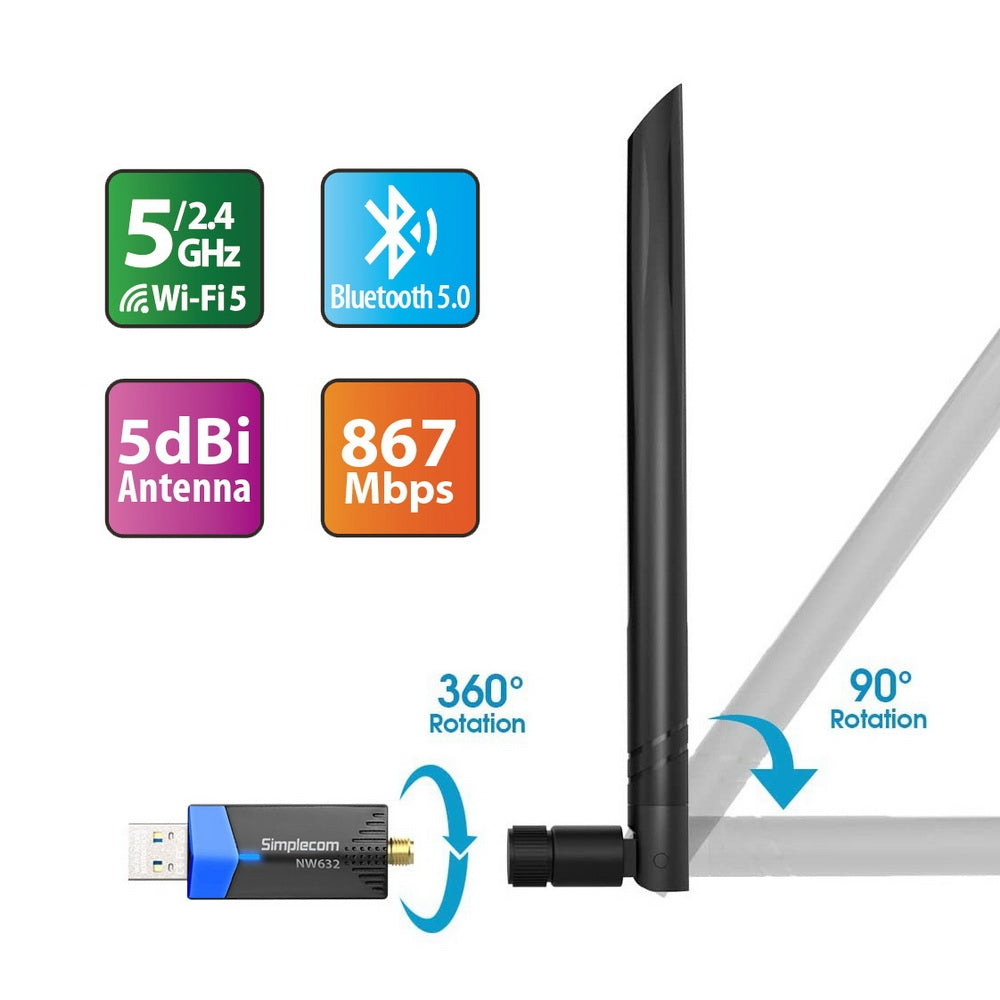 simplecom-nw632-wi-fi-5-bluetooth-5-0-usb-adapter-dual-band-ac1200 at www.mallsonline.com.au