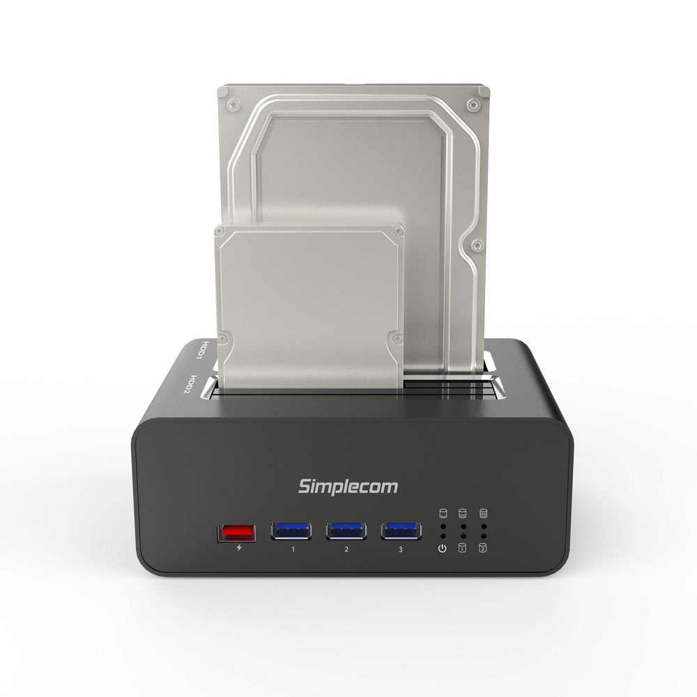simplecom-sd352-usb-3-0-to-dual-sata-aluminium-docking-station-with-3-port-hub-and-1-port-2-1a-usb-charger at www.mallsonline.com.au