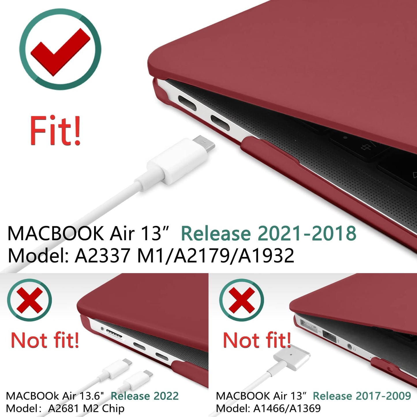 macbook-air-13-inch-case-2020-2019-2018-a1932-a2179-a2337-shell-case-keyboard-cover-wine-red at www.mallsonline.com.au