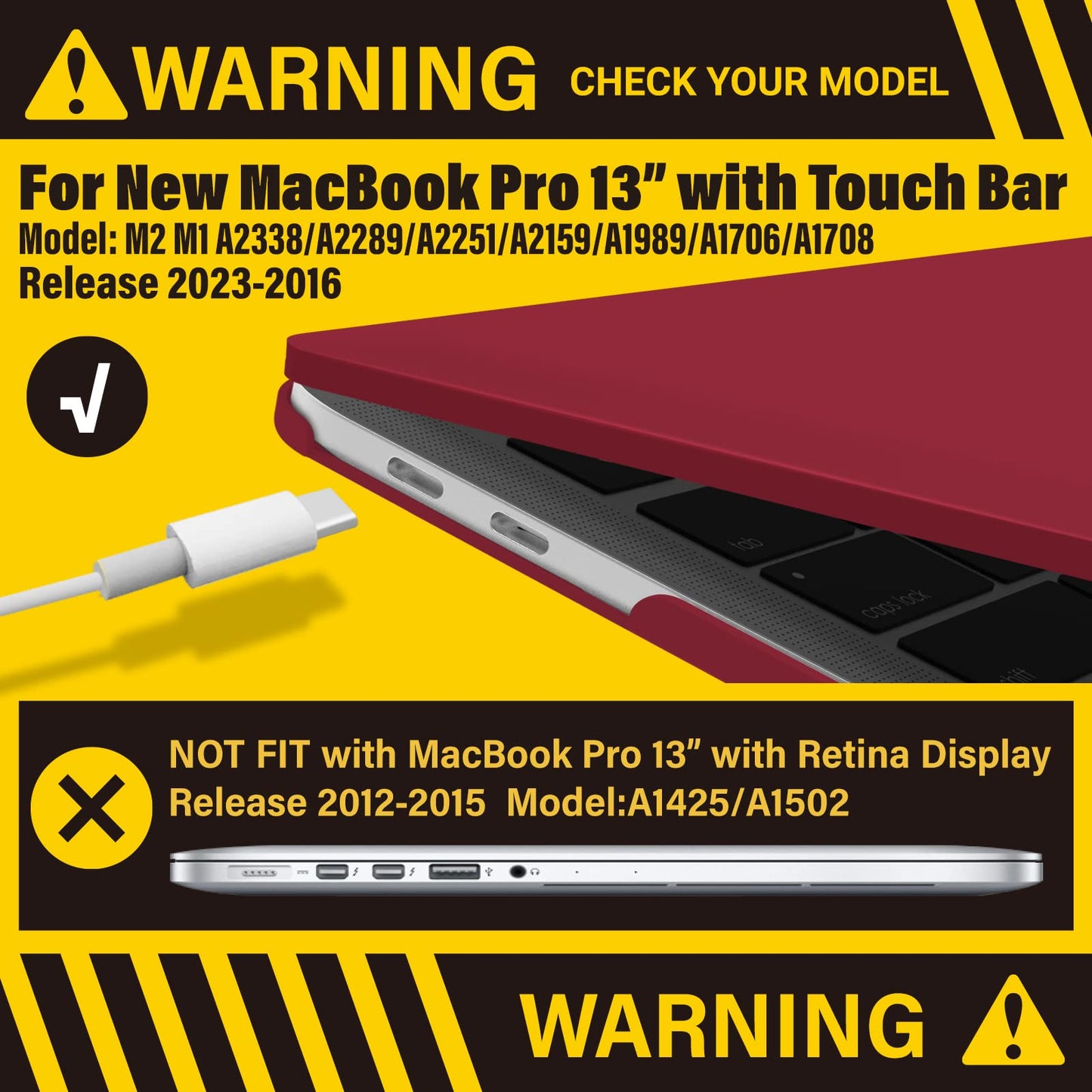 dark-red-macbook-pro-13-inch-2020-a2338-a2251-a2289-matte-shell-case-keyboard-cover-touch-bar at www.mallsonline.com.au