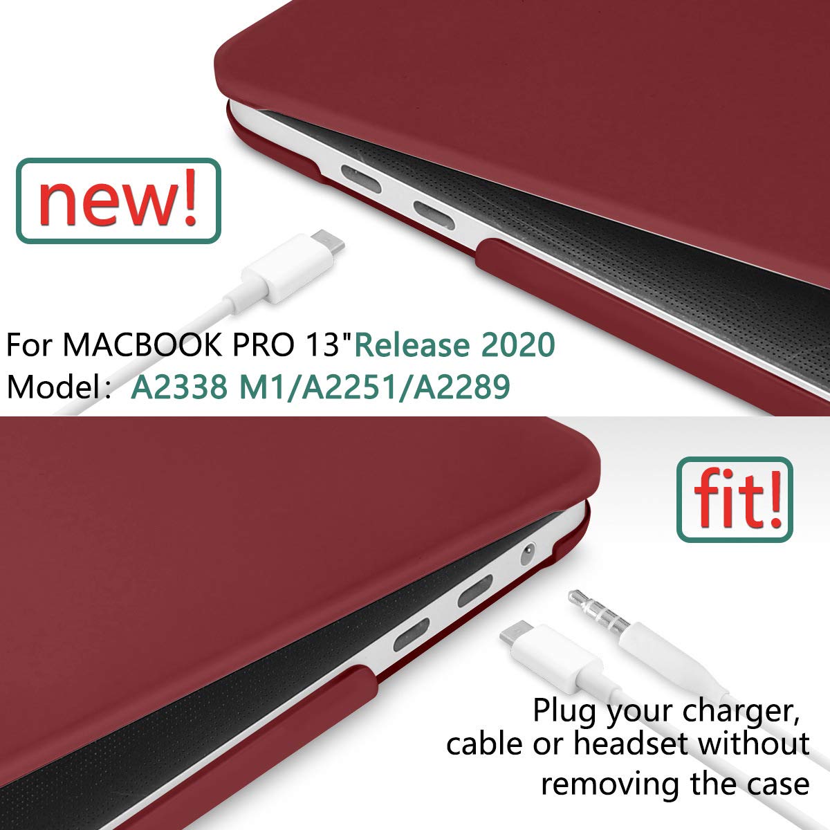 dark-red-macbook-pro-13-inch-2020-a2338-a2251-a2289-matte-shell-case-keyboard-cover-touch-bar at www.mallsonline.com.au