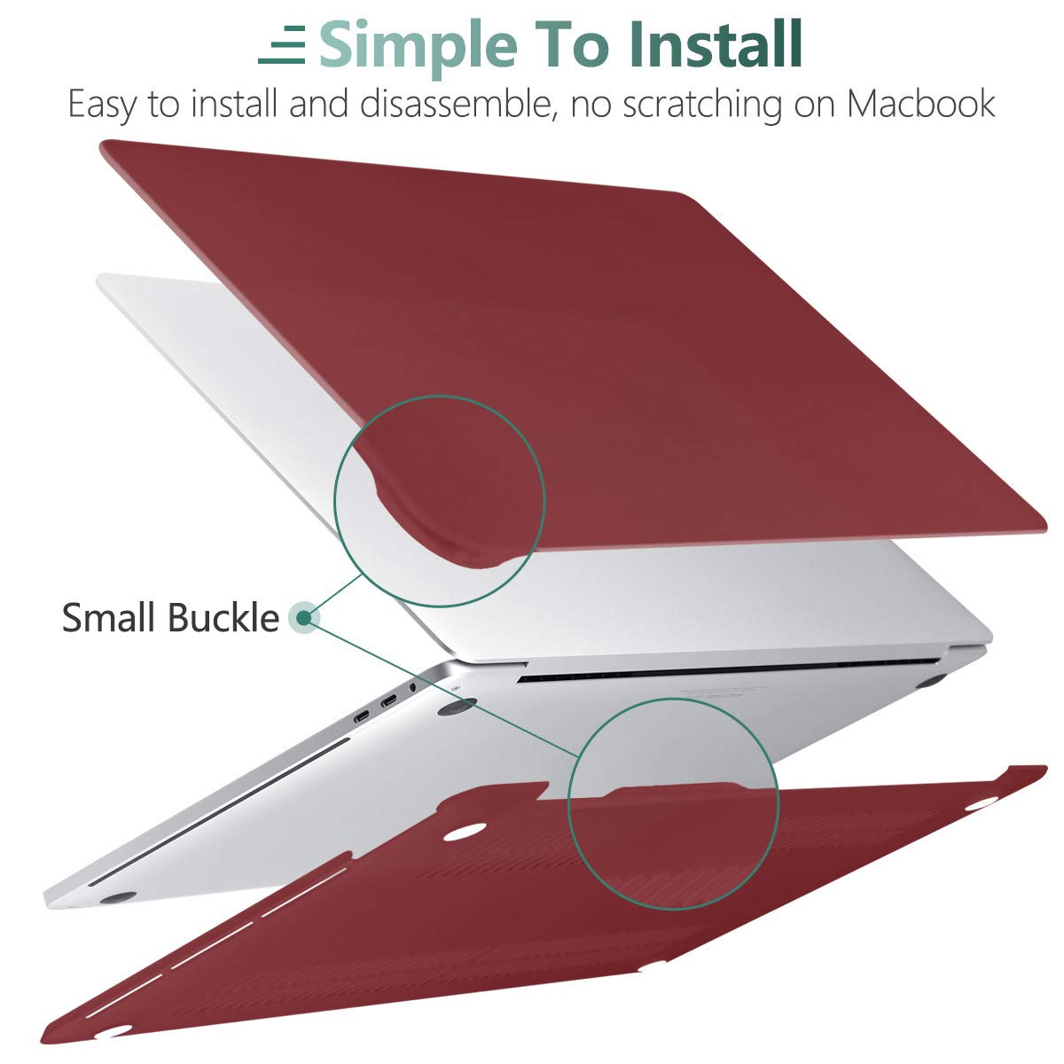 dark-red-macbook-pro-13-inch-2020-a2338-a2251-a2289-matte-shell-case-keyboard-cover-touch-bar at www.mallsonline.com.au