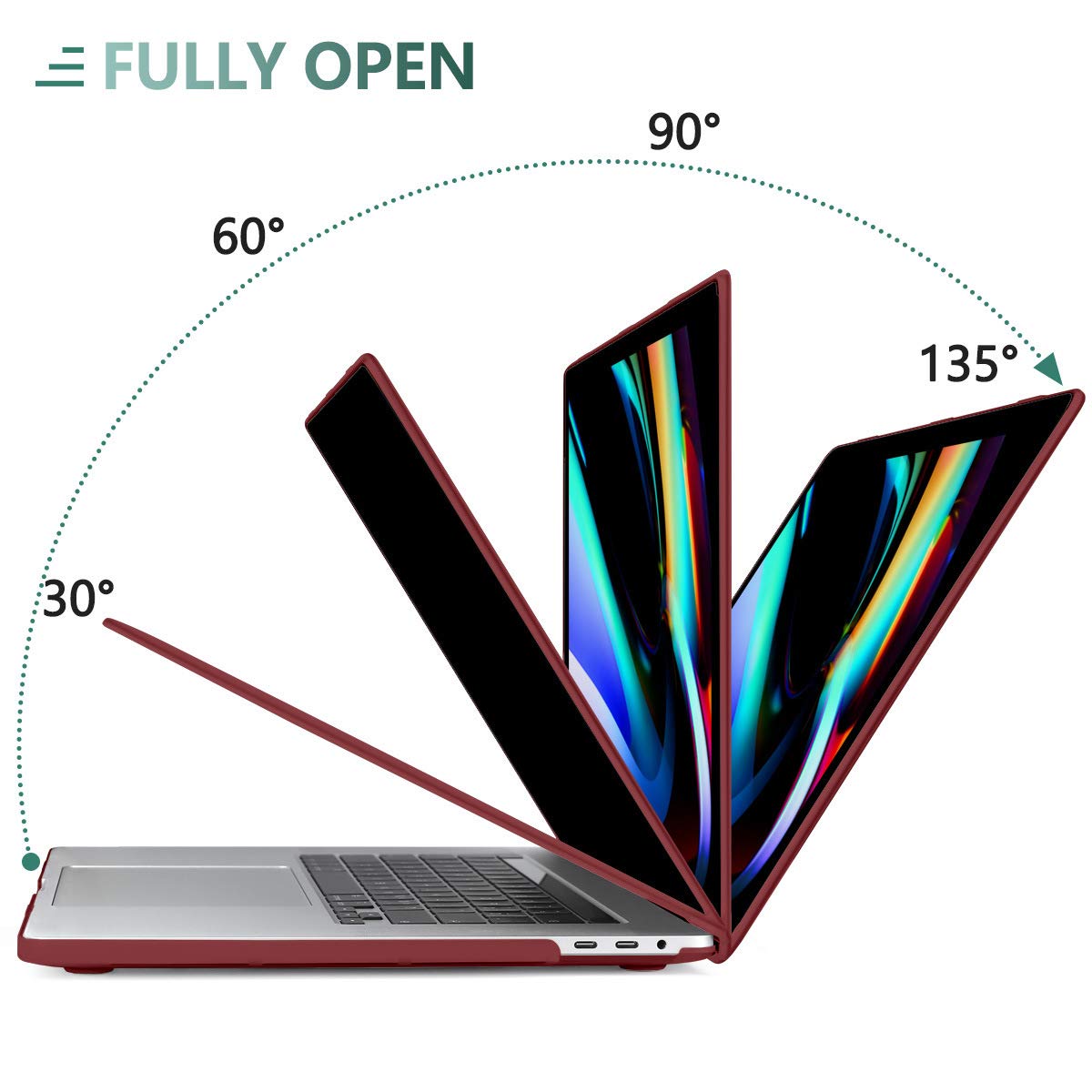 dark-red-macbook-pro-13-inch-2020-a2338-a2251-a2289-matte-shell-case-keyboard-cover-touch-bar at www.mallsonline.com.au
