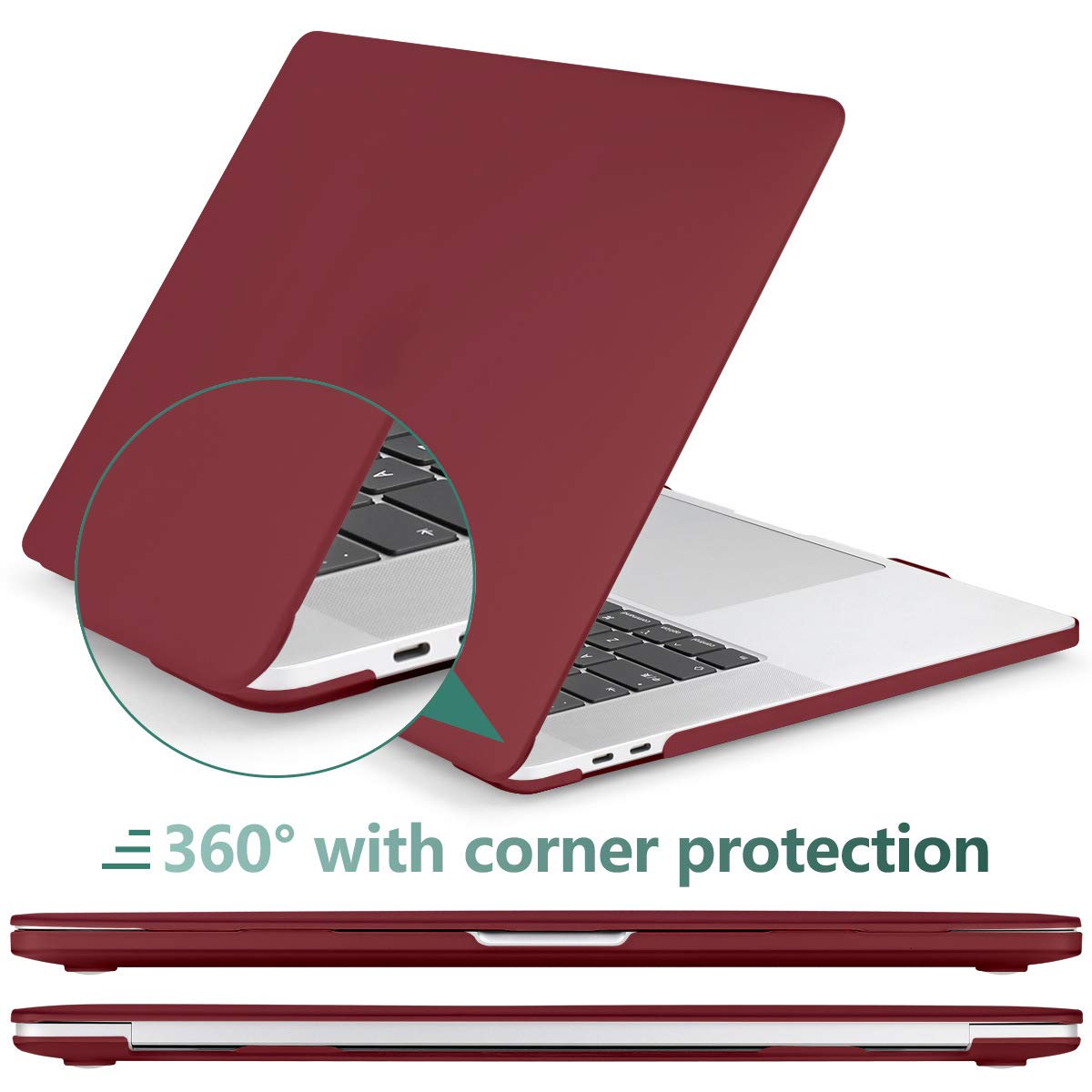 dark-red-macbook-pro-13-inch-2020-a2338-a2251-a2289-matte-shell-case-keyboard-cover-touch-bar at www.mallsonline.com.au