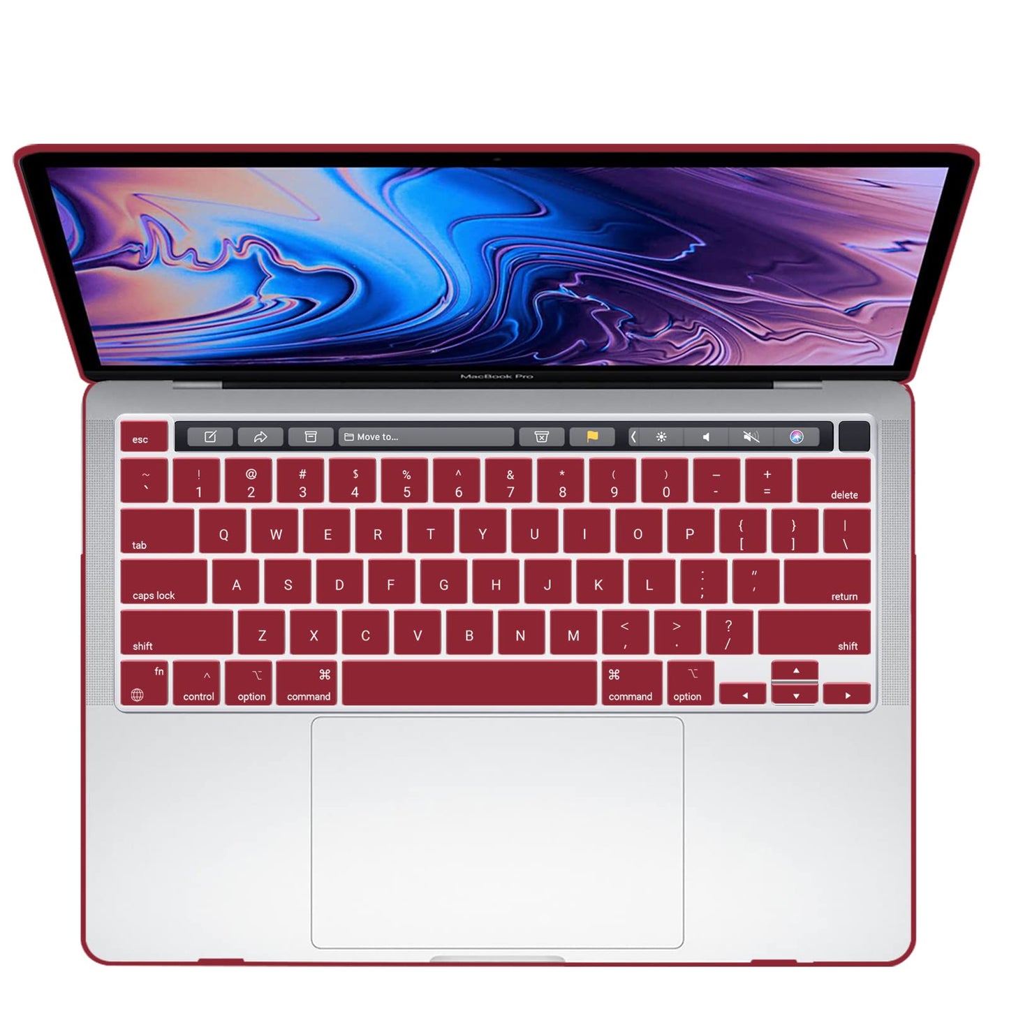 dark-red-macbook-pro-13-inch-2020-a2338-a2251-a2289-matte-shell-case-keyboard-cover-touch-bar at www.mallsonline.com.au