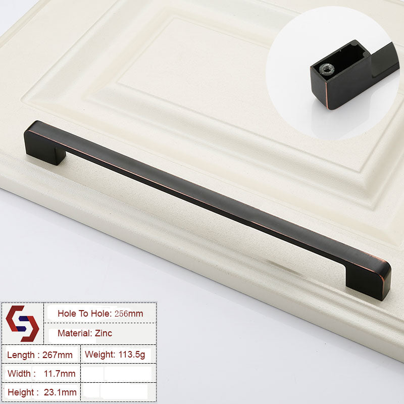 zinc-kitchen-cabinet-handles-drawer-bar-handle-pull-black-copper-color-hole-to-hole-size-256mm at www.mallsonline.com.au