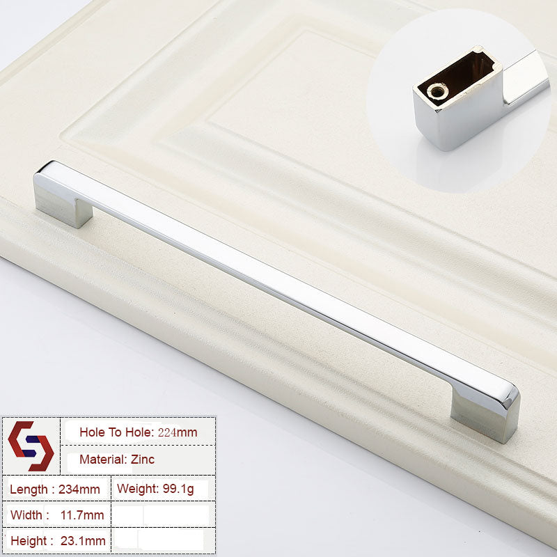 zinc-kitchen-cabinet-handles-drawer-bar-handle-pull-silver-color-hole-to-hole-size-224mm www.mallsonline.com.au